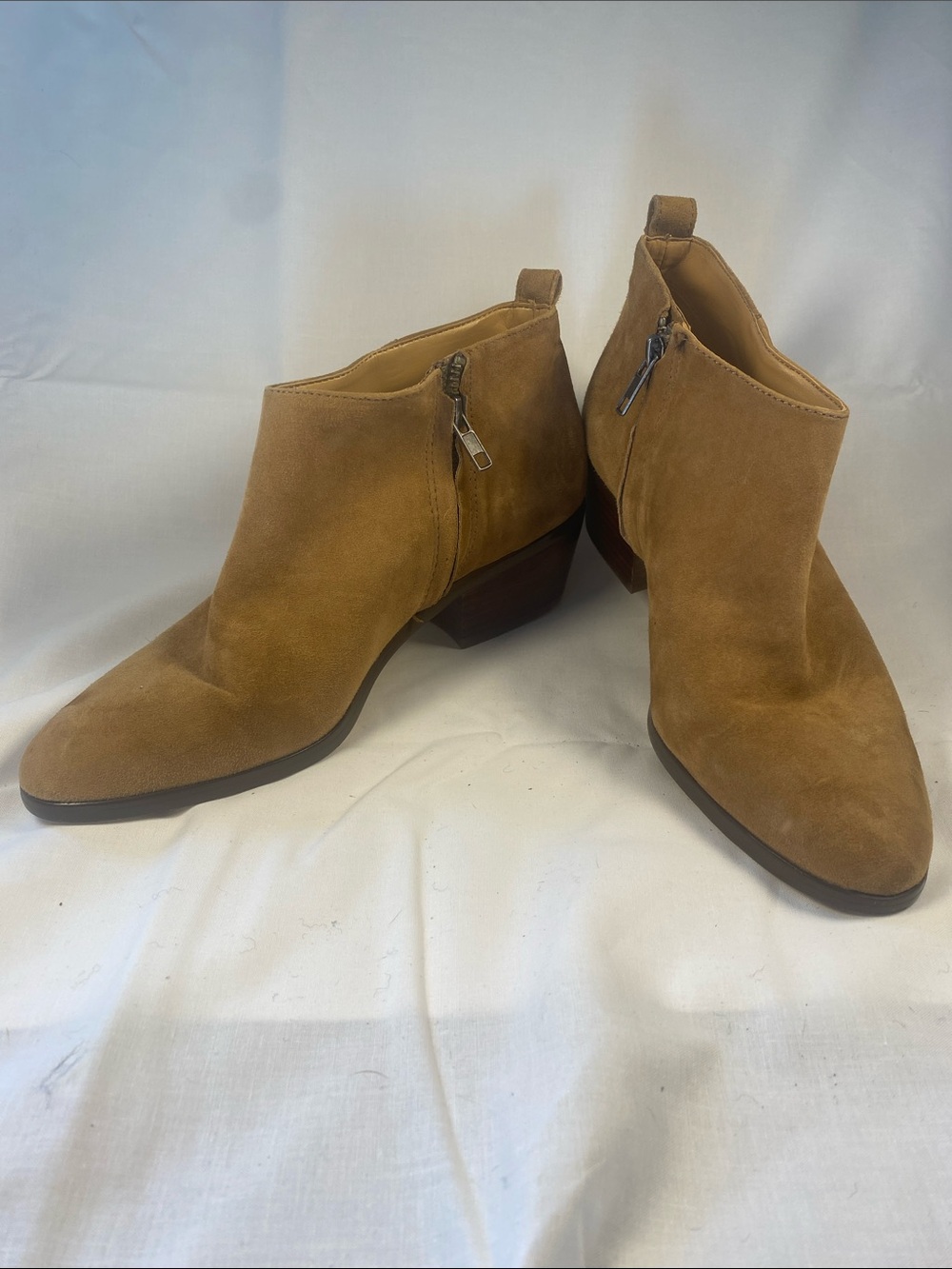 J. Crew Tan Suede Ankle Booties with Side Zipper